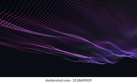 Futuristic particle wave. Abstract technology background. Big data visualization. Vector illustration
