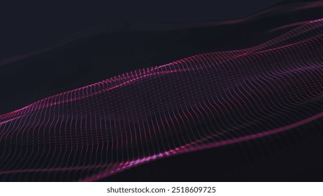 Onda de partículas futurista. Fondo de tecnología Abstractas. Visualización de Big Data. Ilustración vectorial