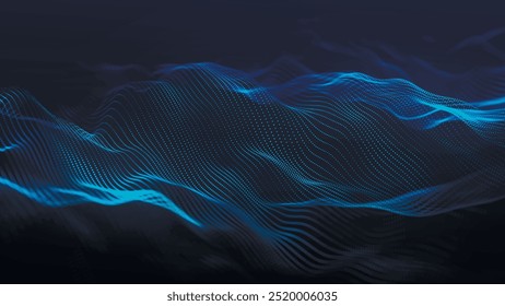 Futuristic particle wave. Abstract technology background. Big data visualization. Vector illustration