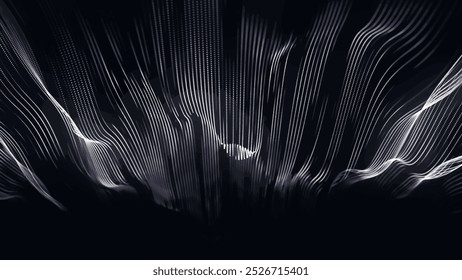 Futuristic particle wave. Abstract technology background. Big data visualization. Vector illustration