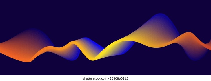 Futuristic particle wave. Abstract technology background. Big data visualization. 3d Widescreen. 3D.