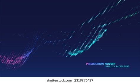 Futuristic particles wave. Abstract grid virtual reality. Graphic concept for your design
