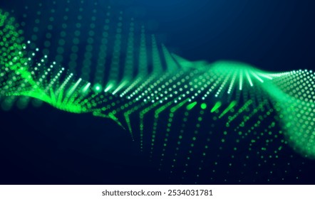 Onda de partículas futuristas. Realidad virtual en red Abstractas. Concepto gráfico para su diseño