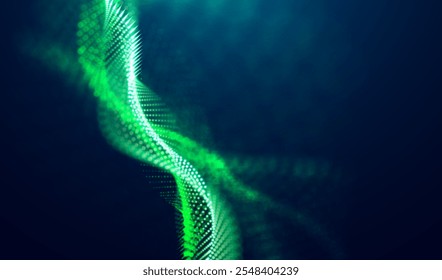 Onda de partículas futuristas. Realidad virtual en red Abstractas. Concepto gráfico para su diseño
