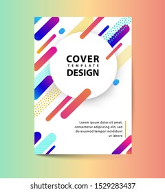 Futuristic pastel of vector template with geometric shapes, trendy blend liquid elements, gradient flux effect, used as cover, report, catalog, poster, banner, business presentation, advertising