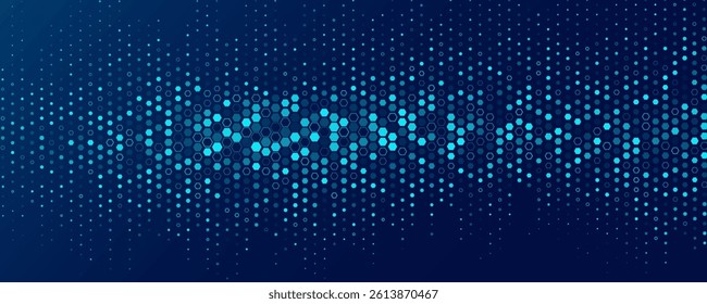 Futuristic pattern of blue hexagons for Business or Science background. Abstract FinTech honeycomb mosaic. Medical research presentation. Vector Illustration backdrop. EPS 10