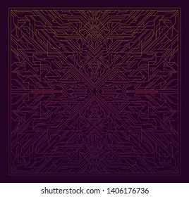 Futuristic pattern design in abstract line art style made of geometric shapes. Vector illustration.
