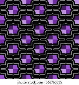 Futuristic pattern of octagonal shield / rivet shapes in hexagonal arrangement - seamless editable repeating vector background wallpaper (Purple)