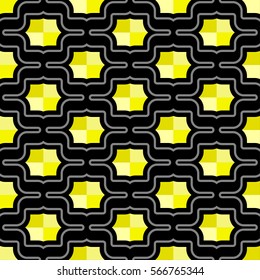 Futuristic pattern of octagonal shield / rivet shapes in hexagonal arrangement - seamless editable repeating vector background wallpaper (Yellow)