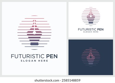 Futuristic Pen Design Inspiration. Futuristic Pen Vector Logo Design Template, Futuristic Pen Logo Design Vector Illustration