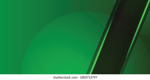 Futuristic perforated technology abstract background with green neon glowing light. Vector banner design