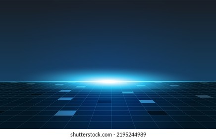 Futuristic perspective blue light grid and blue light  background.Vector illustration