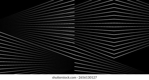 Caixa de grade de perspectiva futurista. Wireframe abstrato com linha de grade branca no fundo preto. eps 10