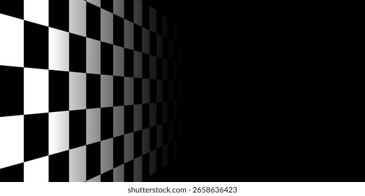 Futuristic perspective grid box. Abstract wireframe with white grid line on black background. vector illustration eps 10