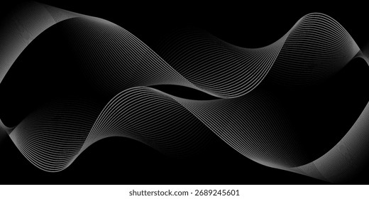 Futuristische Perspektive Gitterbox. Abstraktes Drahtmodell mit weißer Gitterlinie auf schwarzem Hintergrund. Vektorgrafik