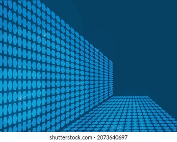 Futuristic perspective on blue vector background. 