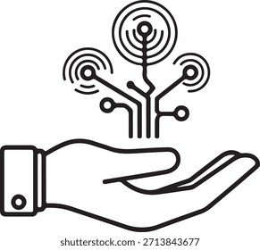 Icono de señal de ping futurista: conectividad digital, árbol de redes de IA, concepto de crecimiento tecnológico