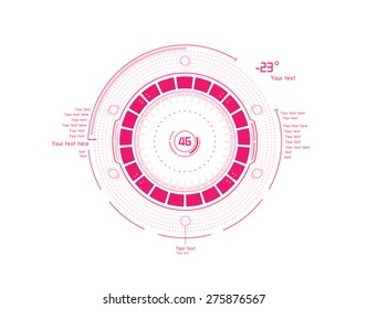 Futuristic pink infographics as head-up display