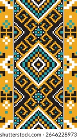 Futuristic Pixel Pattern for Custom Fabric Design Featuring Bold Shapes Minimalist Layout and Retro Digital Aesthetic for Sewing Fashion and Interior Use