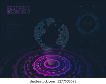 Futuristic planet hologram. Abstract information technologies. Futuristic network or business analytics. Graphic concept for your design