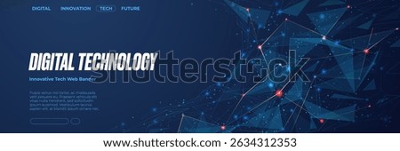 Futuristic plexus abstract tech background suit for web presentation, banner, brochure, and booklet. Low poly wireframe abstract wave with thin lines and connected dots. Big Data or AI concept. Vector