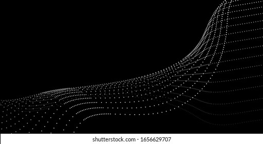 Futuristic point wave. Abstract wave of particles. Digital particles grid virtual reality. Graphic concept for your design
