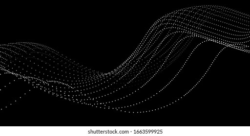 Futuristic point wave. Abstract wave of particles. Digital particles grid virtual reality. Graphic concept for your design