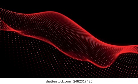 Futuristic point wave of particles. Visualization of sound waves. Technology or science banner. Abstract digital 3D wave. Vector illustration.