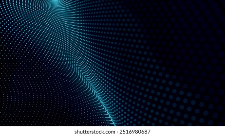Futuristic point wave of particles. Visualization of sound waves. Technology or science banner. Abstract digital 3D wave. Vector illustration.