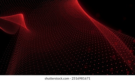 Futuristic point wave of particles. Visualization of sound waves. Technology or science banner. Abstract digital 3D wave. Vector illustration.