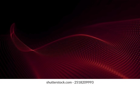 Onda de partículas futurista. Visualização de ondas sonoras. Banner de tecnologia ou ciência. Onda 3D digital abstrata. Ilustração vetorial.