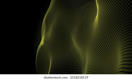 Futuristic point wave of particles. Visualization of sound waves. Technology or science banner. Abstract digital 3D wave. Vector illustration.