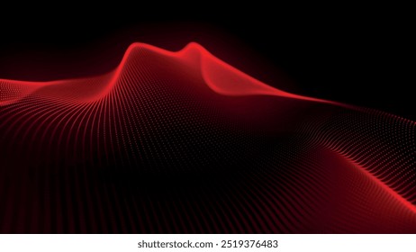 Onda de partículas futurista. Visualização de ondas sonoras. Banner de tecnologia ou ciência. Onda 3D digital abstrata. Ilustração vetorial.