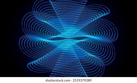 Futuristic point wave of particles. Visualization of sound waves. Technology or science banner. Abstract digital 3D wave. Vector illustration.
