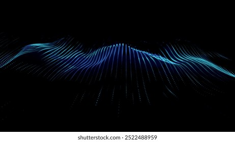 Futuristic point wave of particles. Visualization of sound waves. Technology or science banner. Abstract digital 3D wave. Vector illustration.