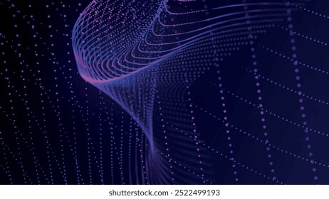 Futuristic point wave of particles. Visualization of sound waves. Technology or science banner. Abstract digital 3D wave. Vector illustration.