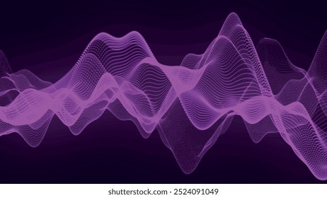 Futuristic point wave of particles. Visualization of sound waves. Technology or science banner. Abstract digital 3D wave. Vector illustration.
