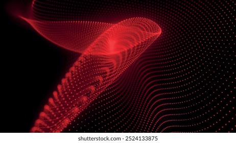 Futuristic point wave of particles. Visualization of sound waves. Technology or science banner. Abstract digital 3D wave. Vector illustration.