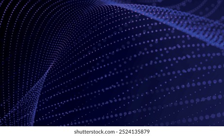 Futuristic point wave of particles. Visualization of sound waves. Technology or science banner. Abstract digital 3D wave. Vector illustration.