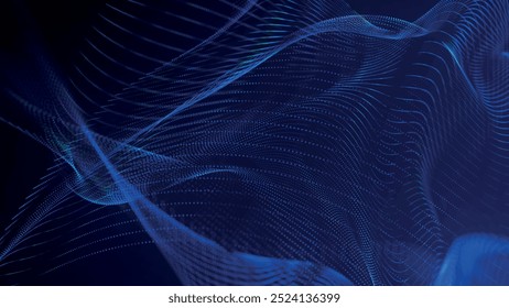 Futuristic point wave of particles. Visualization of sound waves. Technology or science banner. Abstract digital 3D wave. Vector illustration.