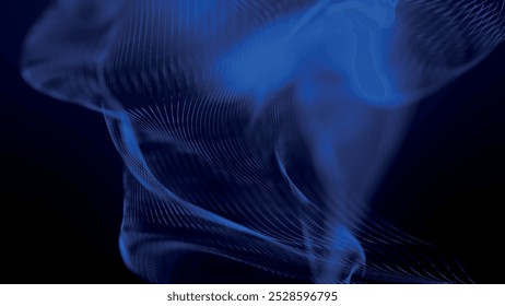 Onda de partículas futurista. Visualização de ondas sonoras. Banner de tecnologia ou ciência. Onda 3D digital abstrata. Ilustração vetorial.