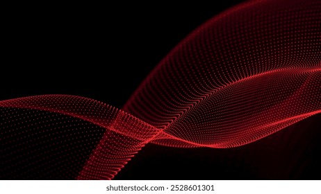 Onda puntual futurista de partículas. Visualización de ondas sonoras. Anuncio de Tecnología o ciencia. Onda 3D digital Abstractas. Ilustración vectorial.