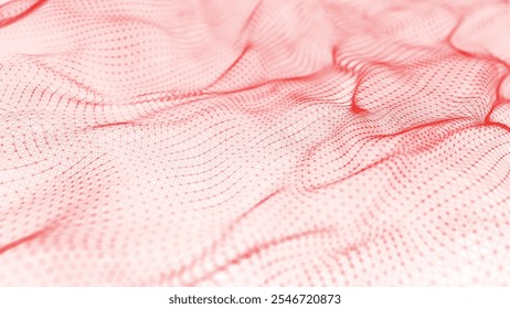 Futuristic point wave of particles. Visualization of sound waves. Dark background. Technology or science banner. Light background. Abstract, colorful digital 3D wave. Vector illustration.