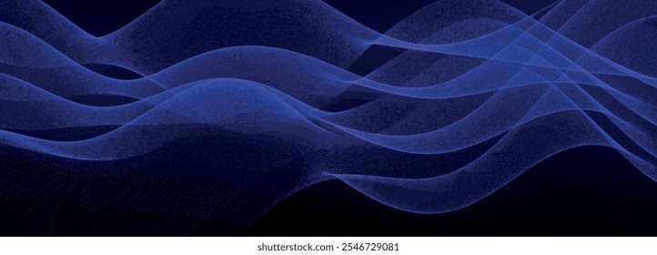 Futuristic point wave of particles. Visualization of sound waves. Technology or science banner. Abstract digital 3D wave. Vector illustration.