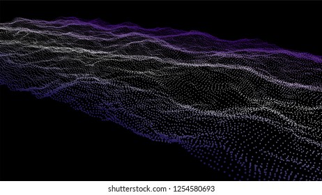 Futuristic point wave.Wave of particles. Abstract background with a dynamic wave. Vector illustration.