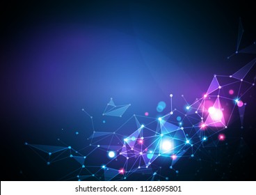 Futuristic polygon arranging with lights, Technology abstract, sci-fi and futuristic concept, Vector illustration background.