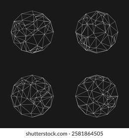 Futuristic polygonal data connection set elements design vector.
