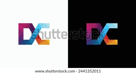 Futuristic polygonal geometric D C initials vector logo design with modern, simple, clean and abstract style.