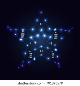 Futuristic polygonal wireframe design. Vector illustration of business infographic made of star shape.