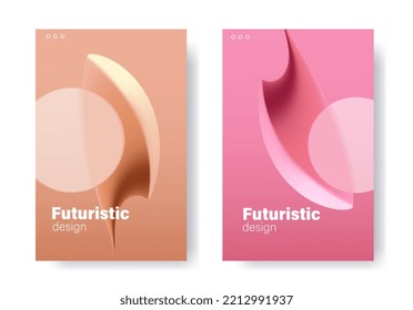 futuristic poster design of smooth geometric shapes with modern color gradients